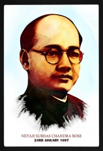 PIPILIKA® Home Decor | Art:-198163 | UV Laminated | Netaji Subhas Chandra Bose | 13.5 inch X 19.5 inch | With 1 Inch Framing | Wall Decor Painting