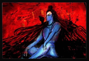 PIPILIKA® Home Decor | Art:-19817 | Shiva Digital Painting | 18 inch X 12 inch | With 1 Inch Framing | Wall Decor Painting