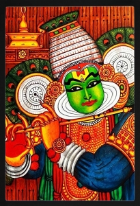 PIPILIKA® Home Decor | UV Laminated | Kathakali Sri Krishna Painting With Framing | 13.5 inch X 19.5 inch | With 1 Inch Framing | Wall Decor Painting | Art:-198166