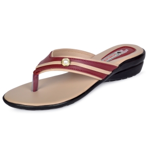 PIPILIKA® Trendy Fashionable Beautiful Woman Sandal (FLATS 606) (Maroon & Camel)